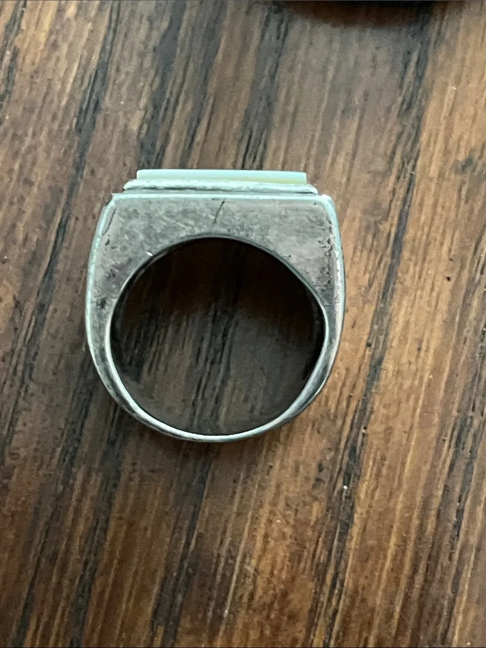 Kenneth Cole Silver-Tone Ring with White/MOP Square Inlay